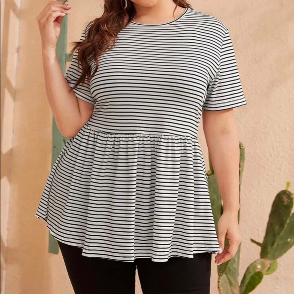 Striped Ruffle Hem Top